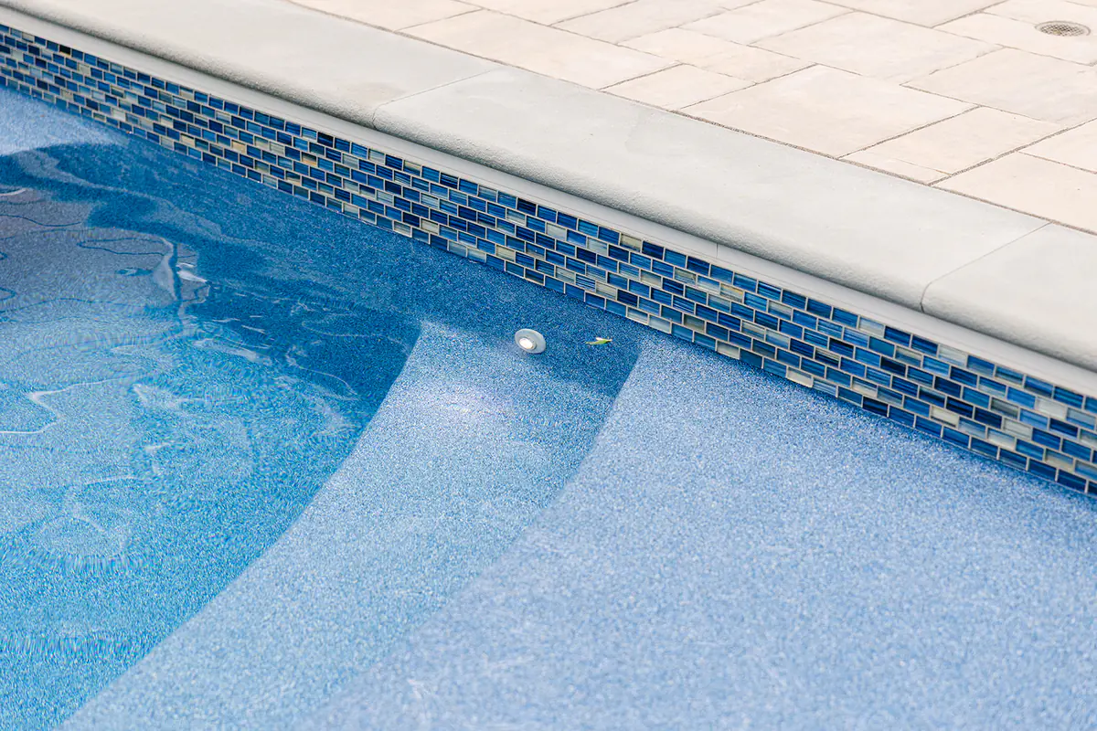 blue pool coping