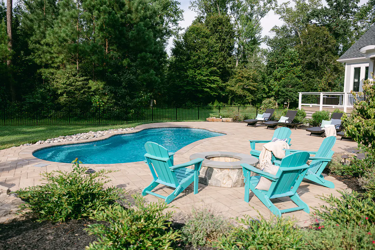 custom built pool in backyard in Virginia