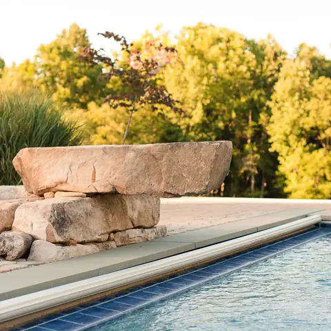 Gunite pool with jumping rock