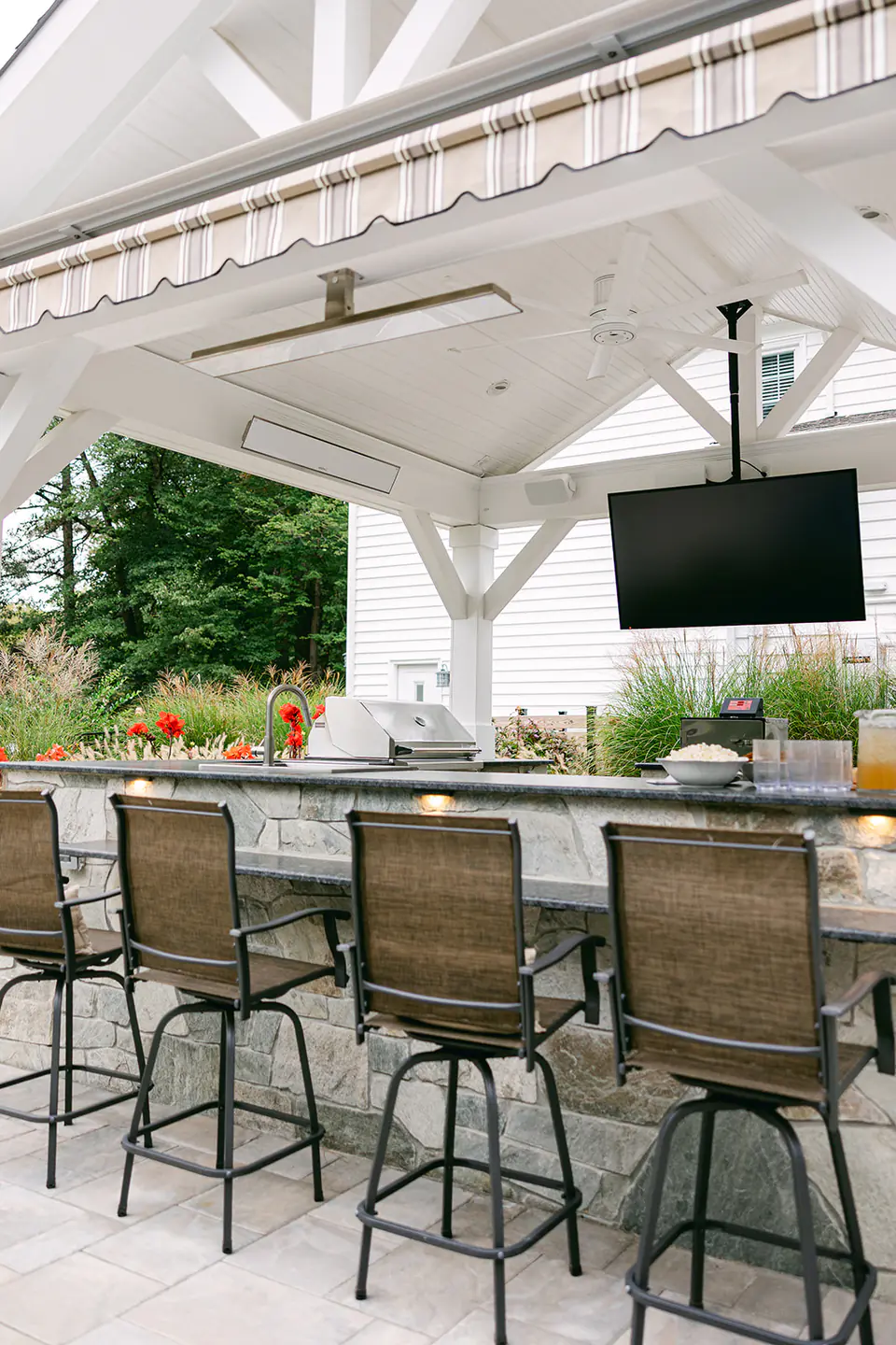 outdoor television and bar