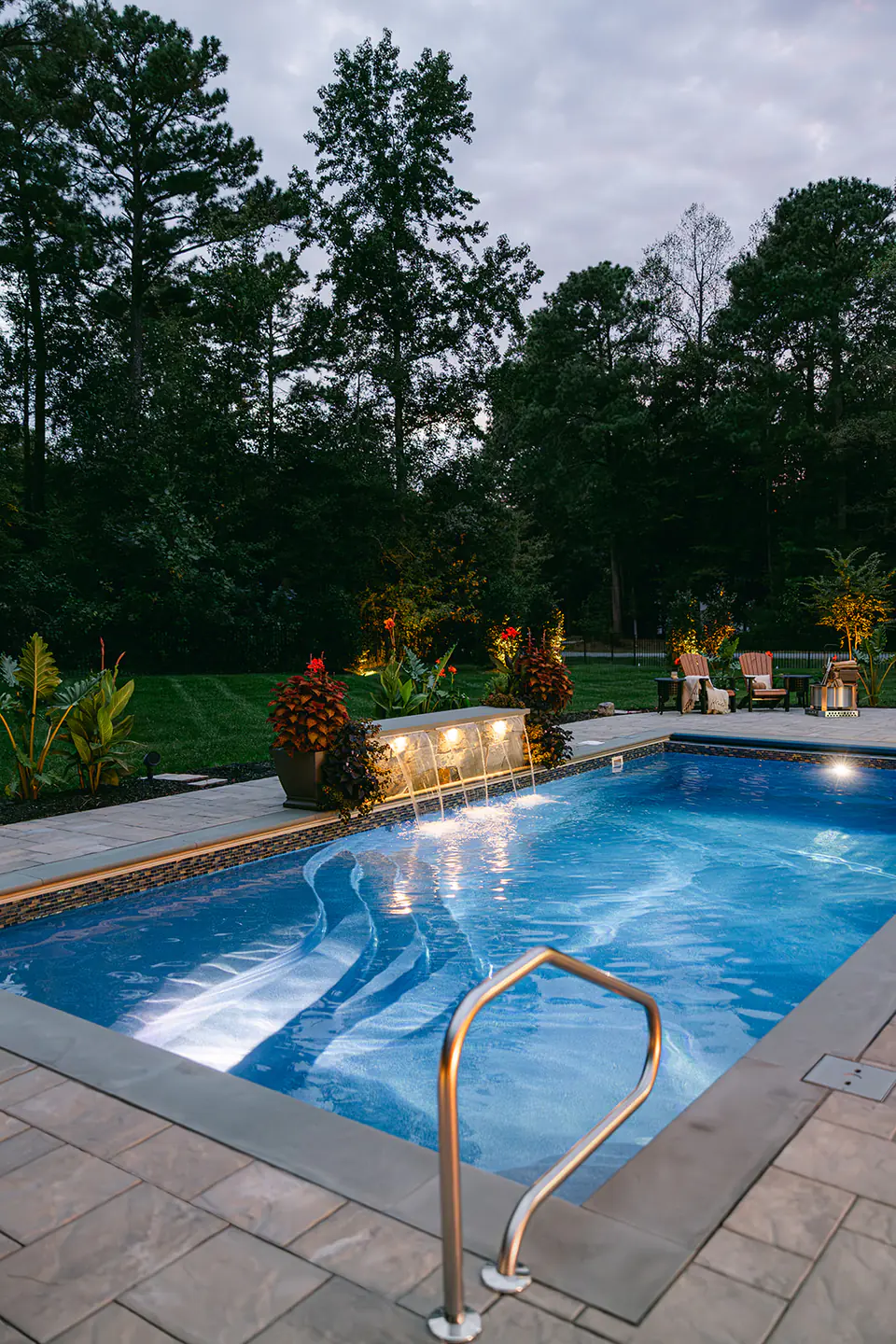 pool at night with lighting in virginia