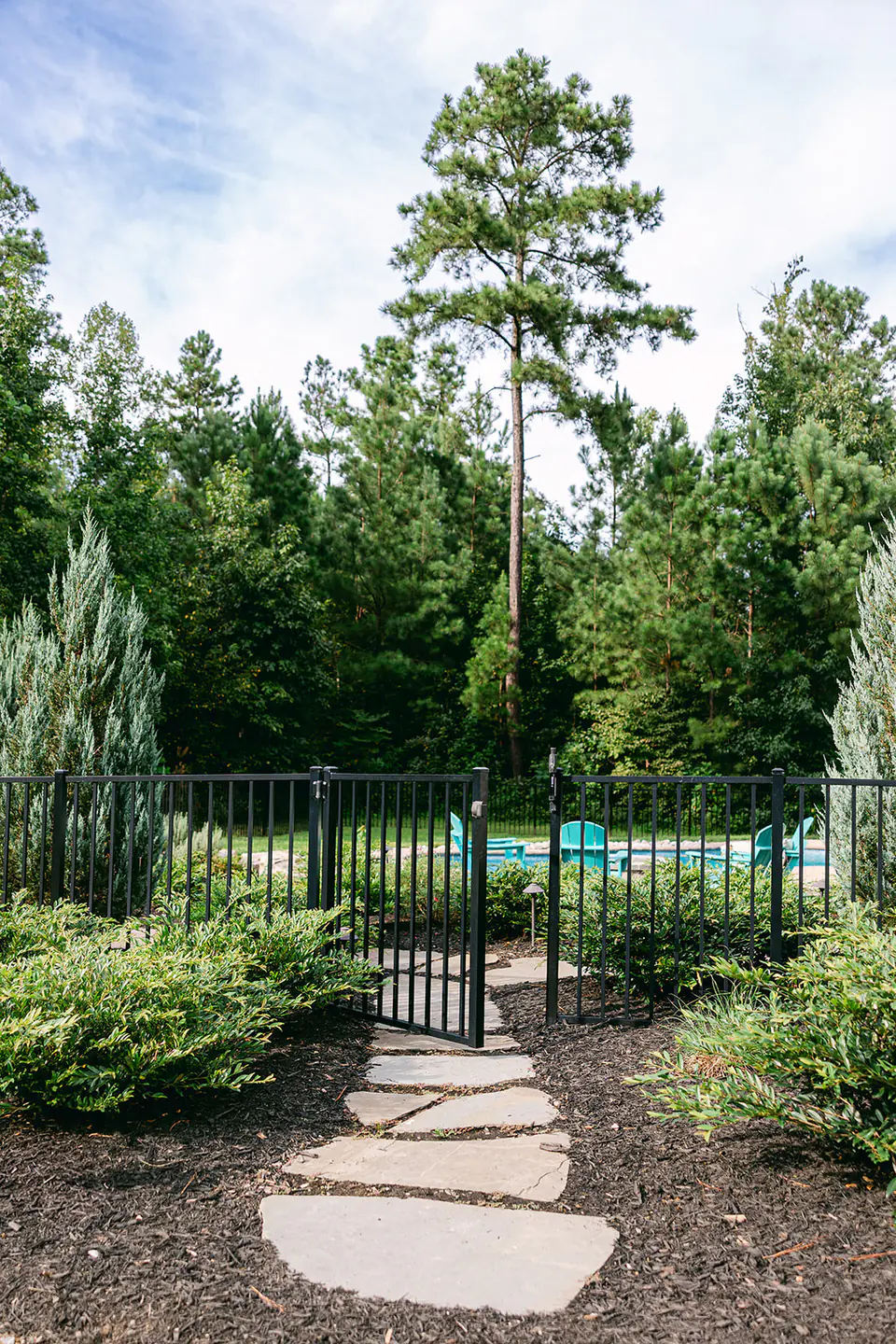 stone walkway to pool