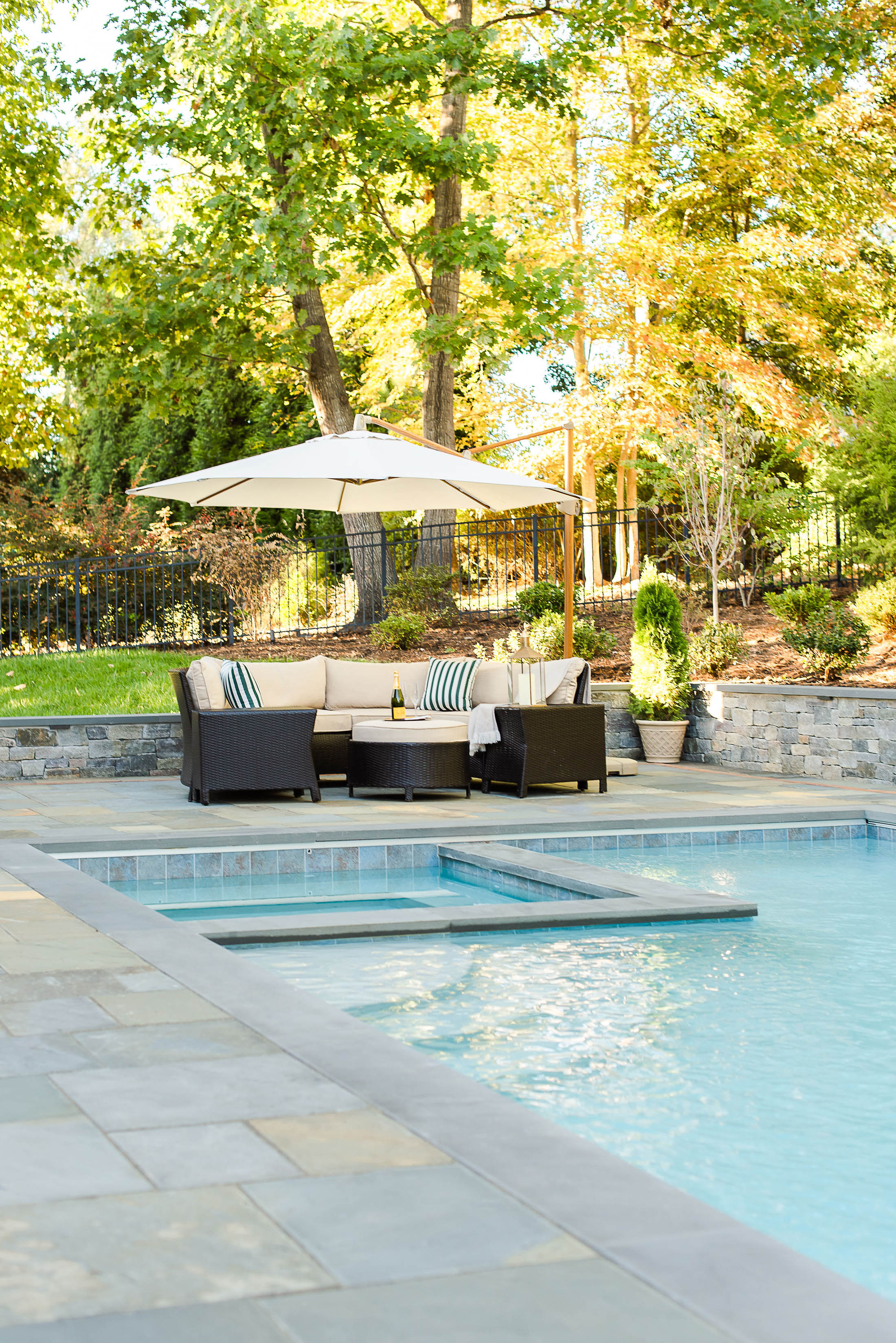 Outdoor living space with gas fireplace, pavilion, and outdoor television