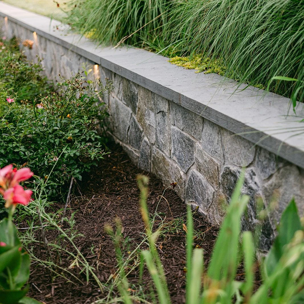 	Stone retaining wall and garden