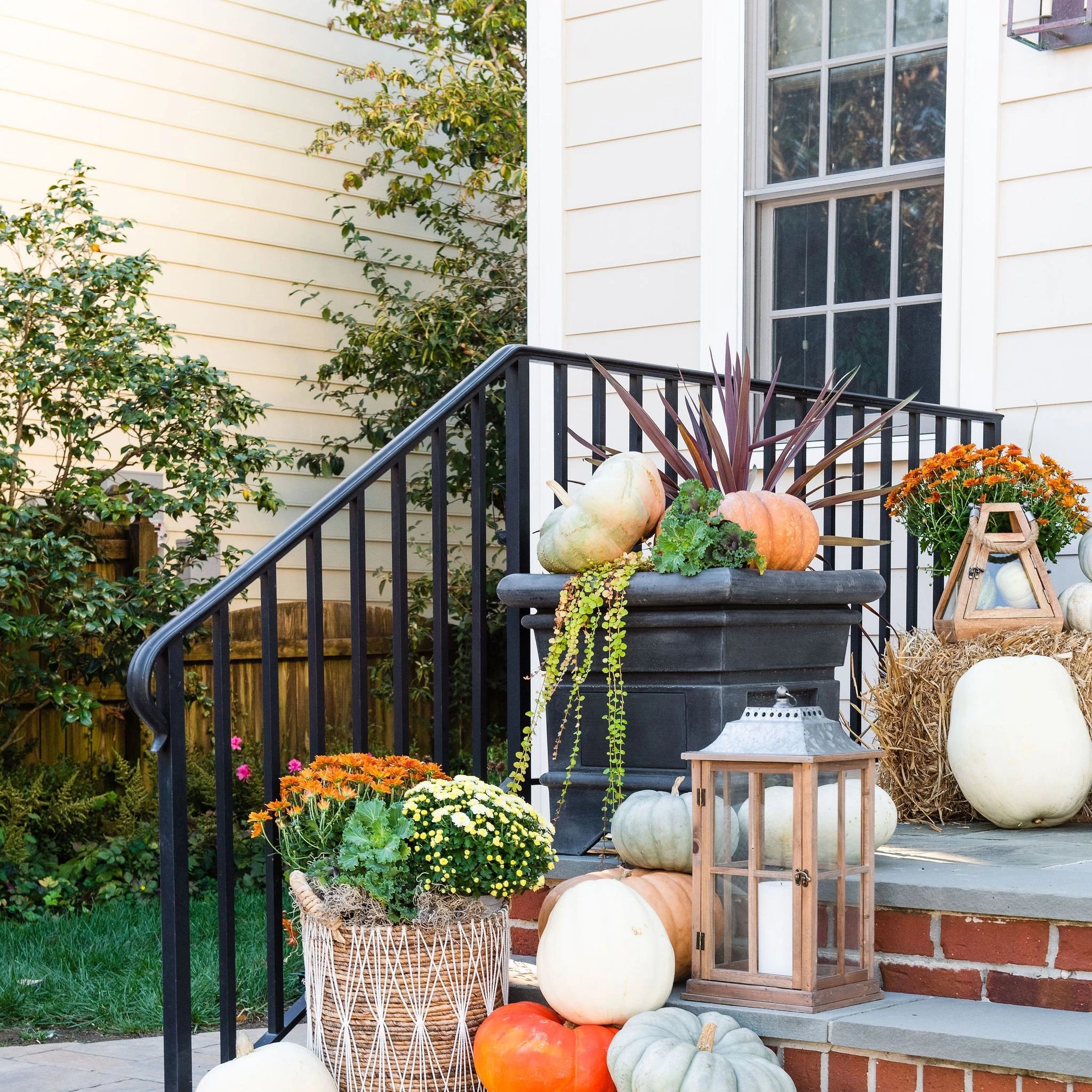 fall themed outdoor stairs