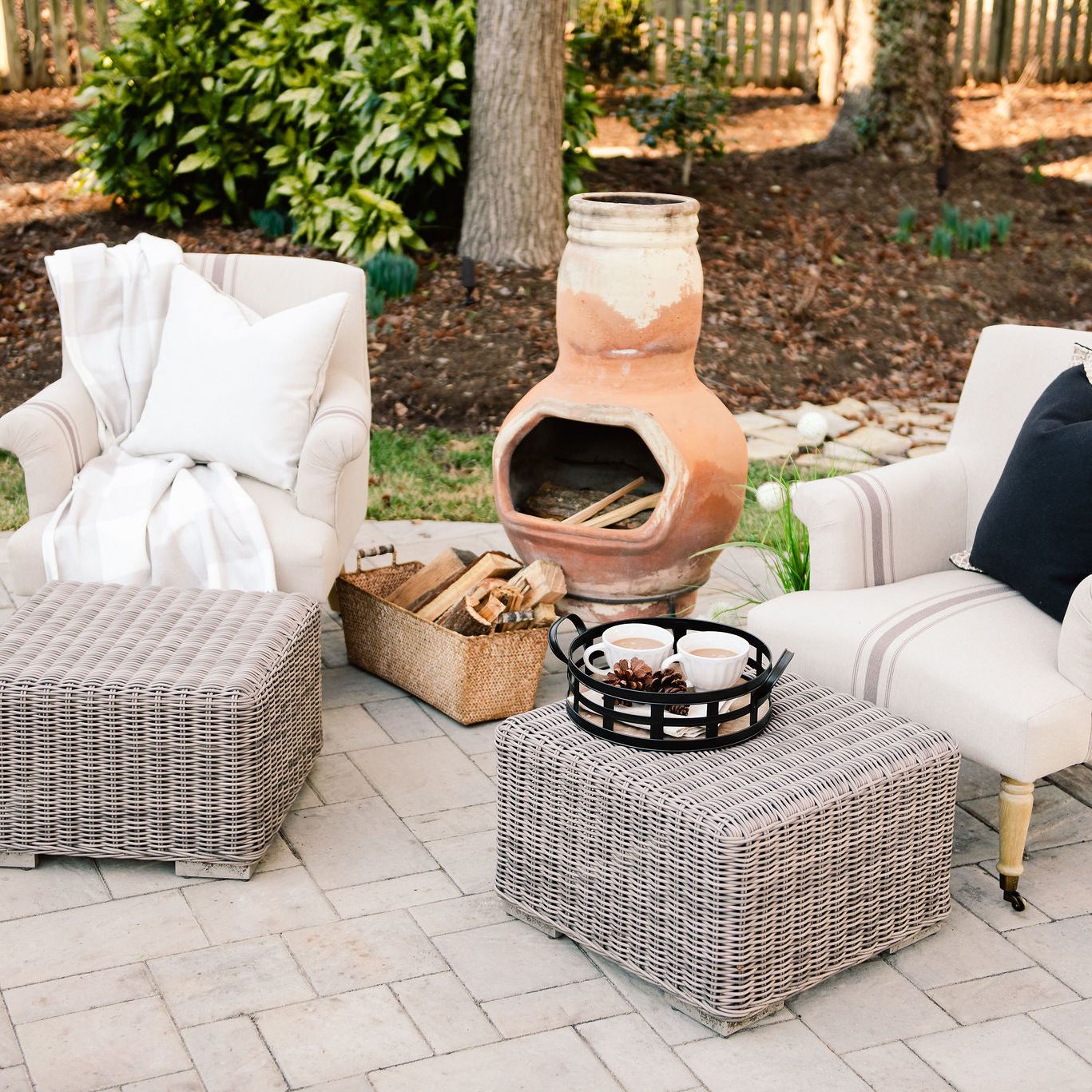 Hardscape backyard patio furnished