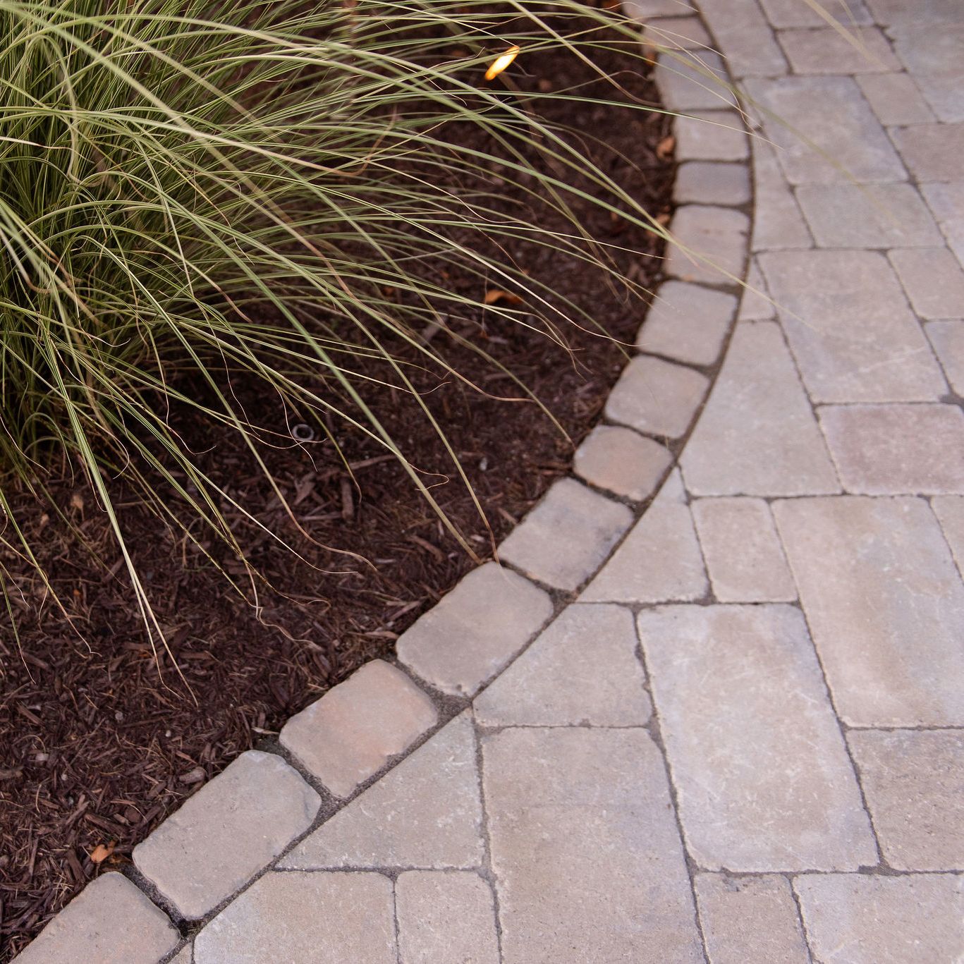 Paver patio with ornamental grass