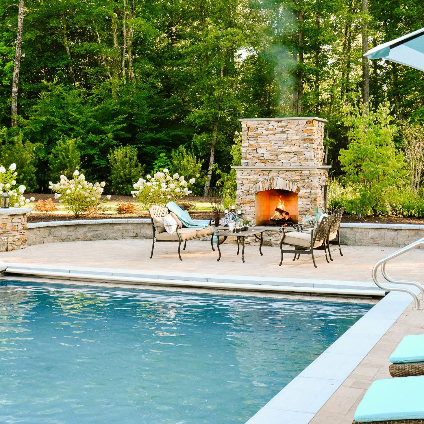 Sit by the fireplace or play in the underground pool