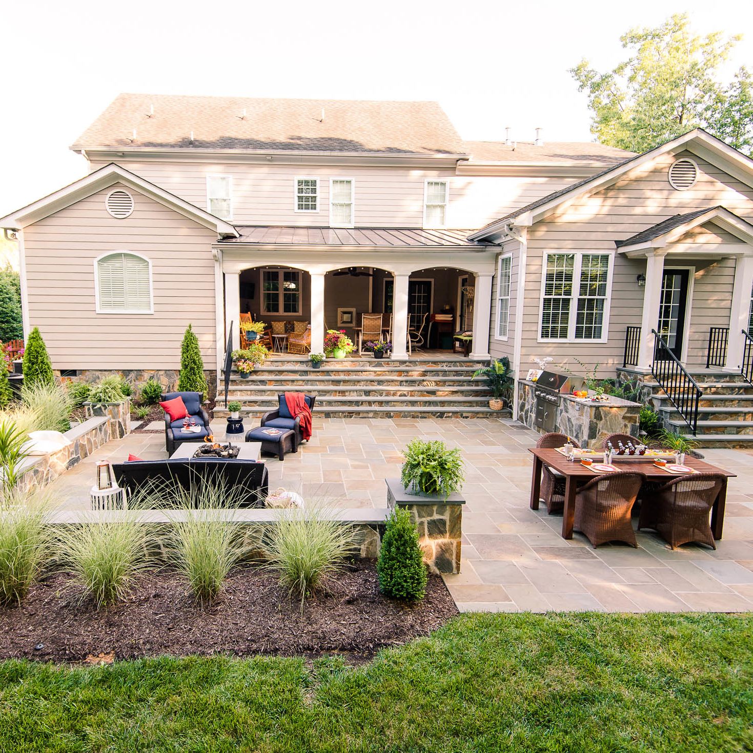 Large mortared-bluestone patio hardscape project