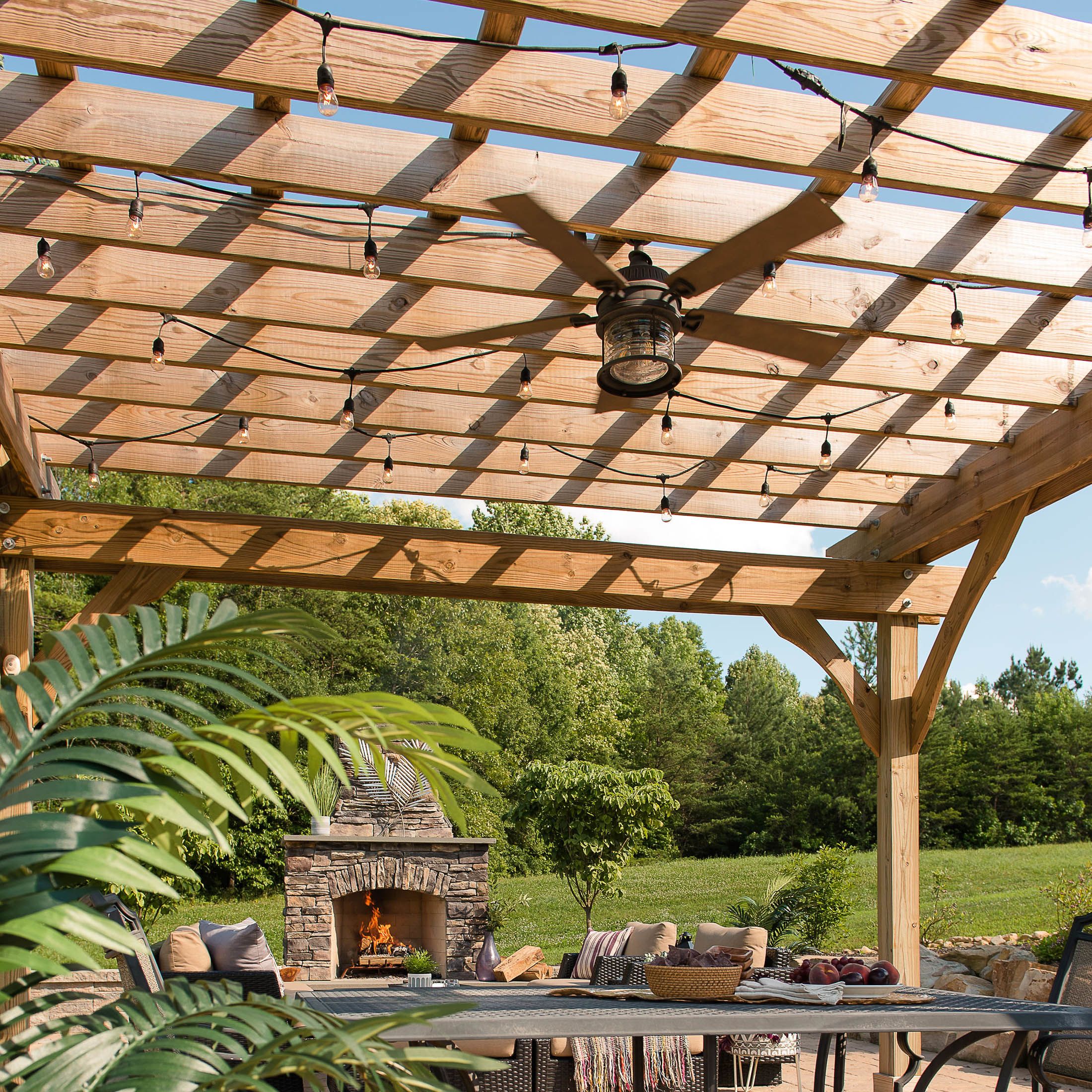 Pergola-Covered Dining Area