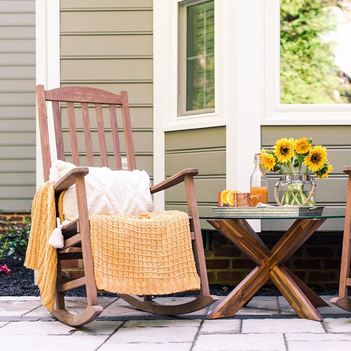 cozy rocking chair on outdoor patio